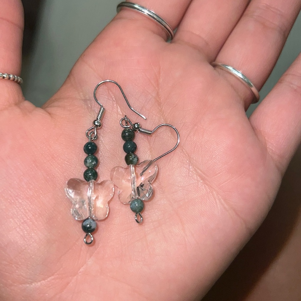 JADE CRYSTAL BUTTERFLY EARRINGS